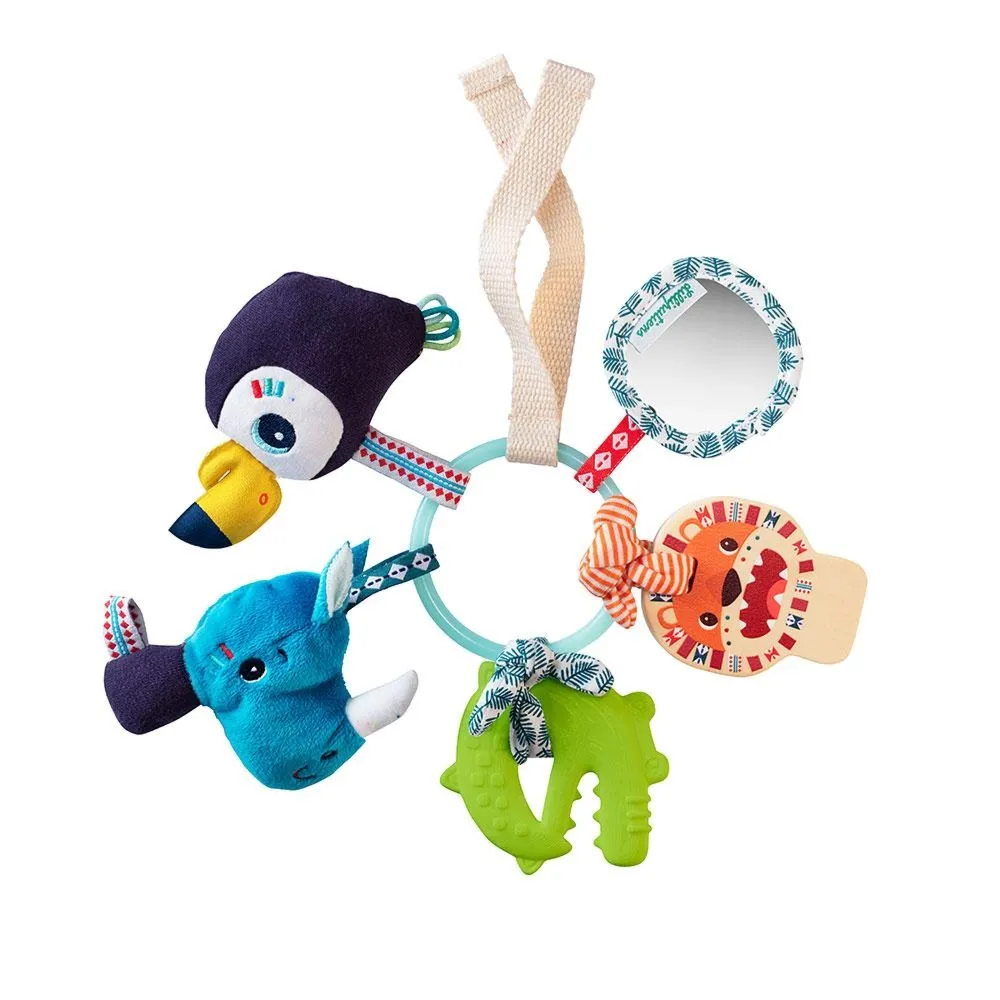 Lilliputiens - Dżungla - Wielofunkcyjny brelok z mini-zwierzątkami