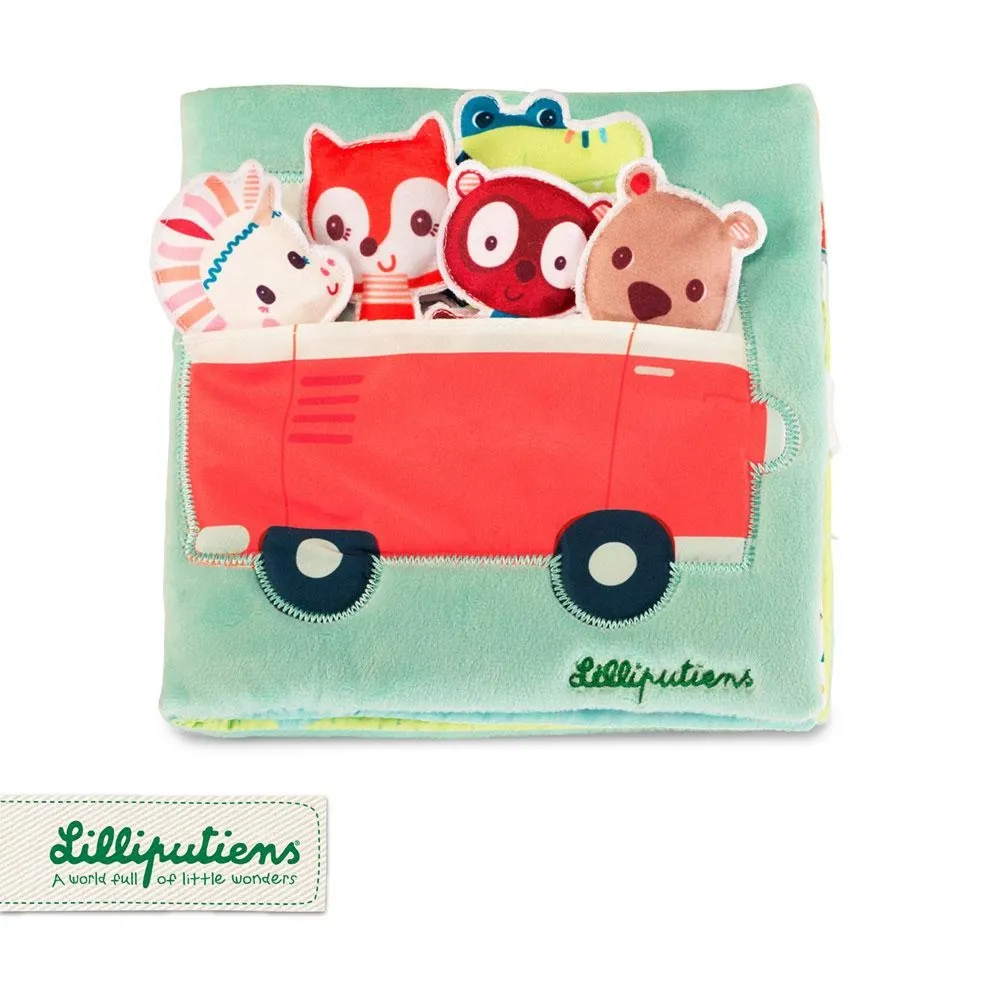 Lilliputiens - "Louise i przyjaciele" Jednorożec Louise - Książeczka wielofunkcyjna z mini-przytulanką