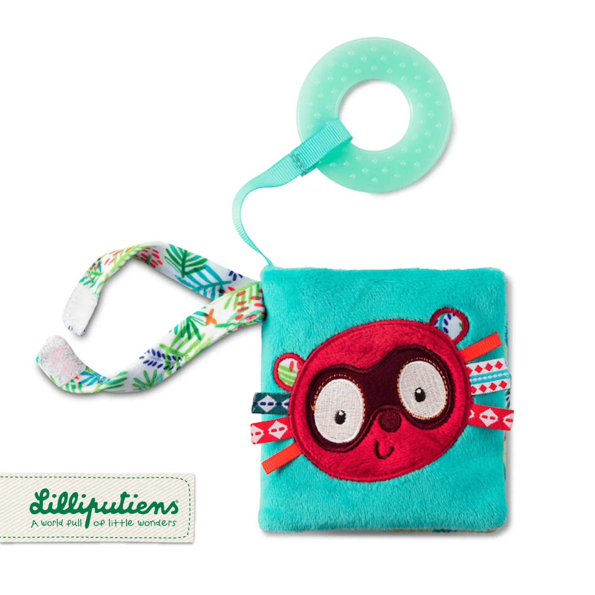 Lilliputiens - Lemur George - Mini-książeczka z szeleszczącą folią i gryzakiem