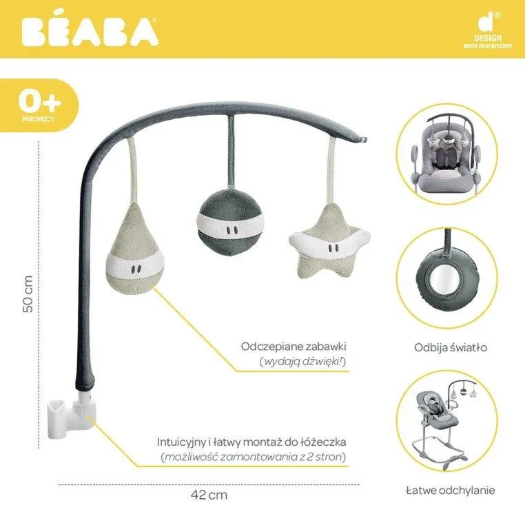 BEABA - Łuk z zabawkami - "Bouncer Up&Down" - grey