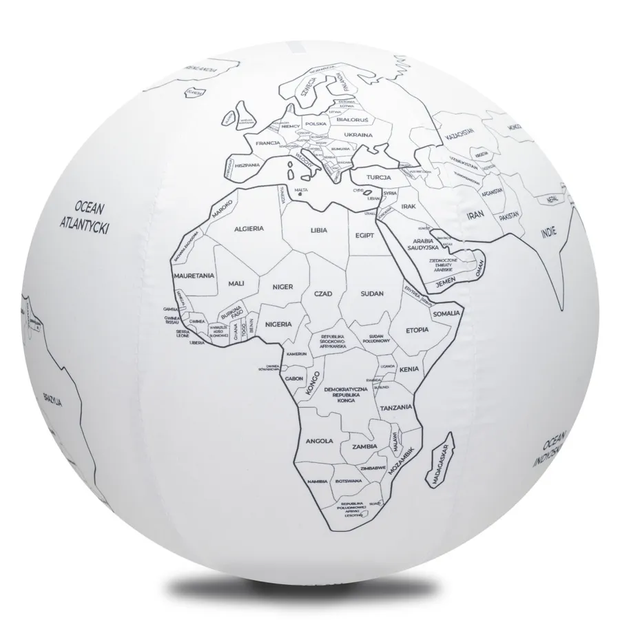 Piłka Balonowa Globus Państwa Świata do kolorowania PL