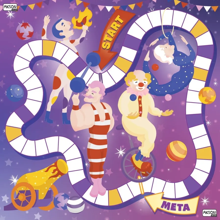 Mata animacyjna gra planszowa CYRK 100x100 cm+ karty PDF zestaw